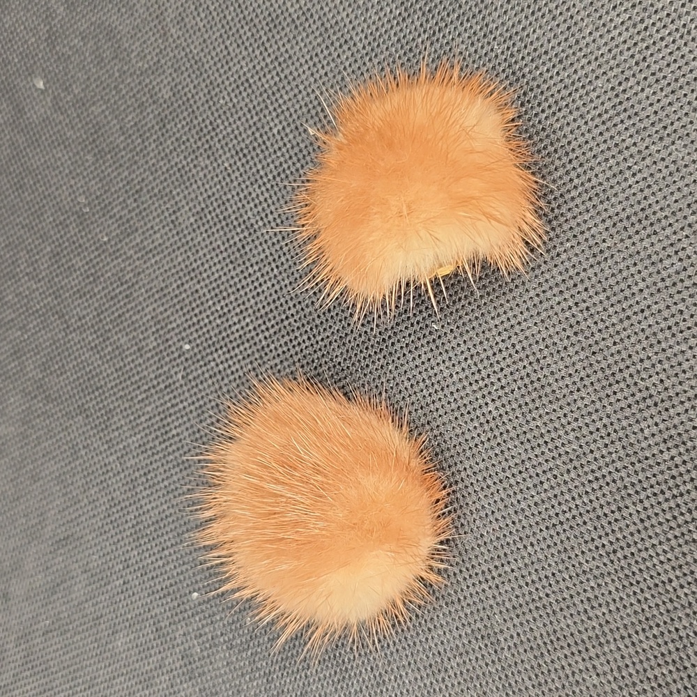 Tan colored mink clip earrings